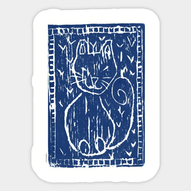 Maria's Kitten (blue) Sticker by Hokusai's Kitten